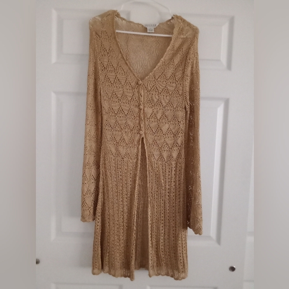 #439Uniform by John Paul Richard button down crochet cardigan. Size: X-Large - Picture 1 of 7